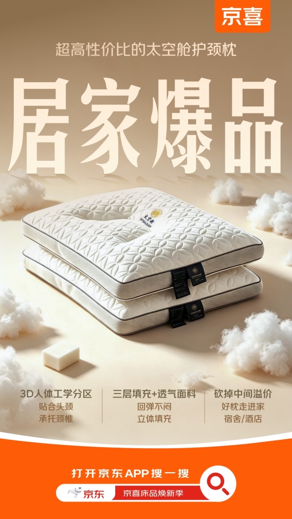 京东京喜推出高质价比居家床品，床垫枕头被子单品类厂货爆卖数亿