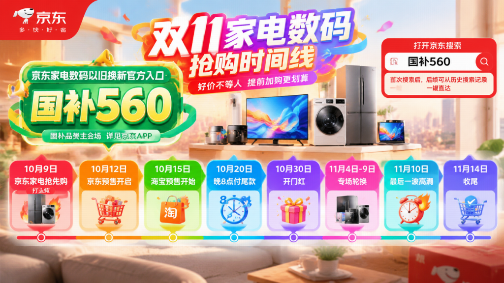 双11发货时间多久？预售款、现货款发货时效，京东搜【国补560】下单前看清发货承诺