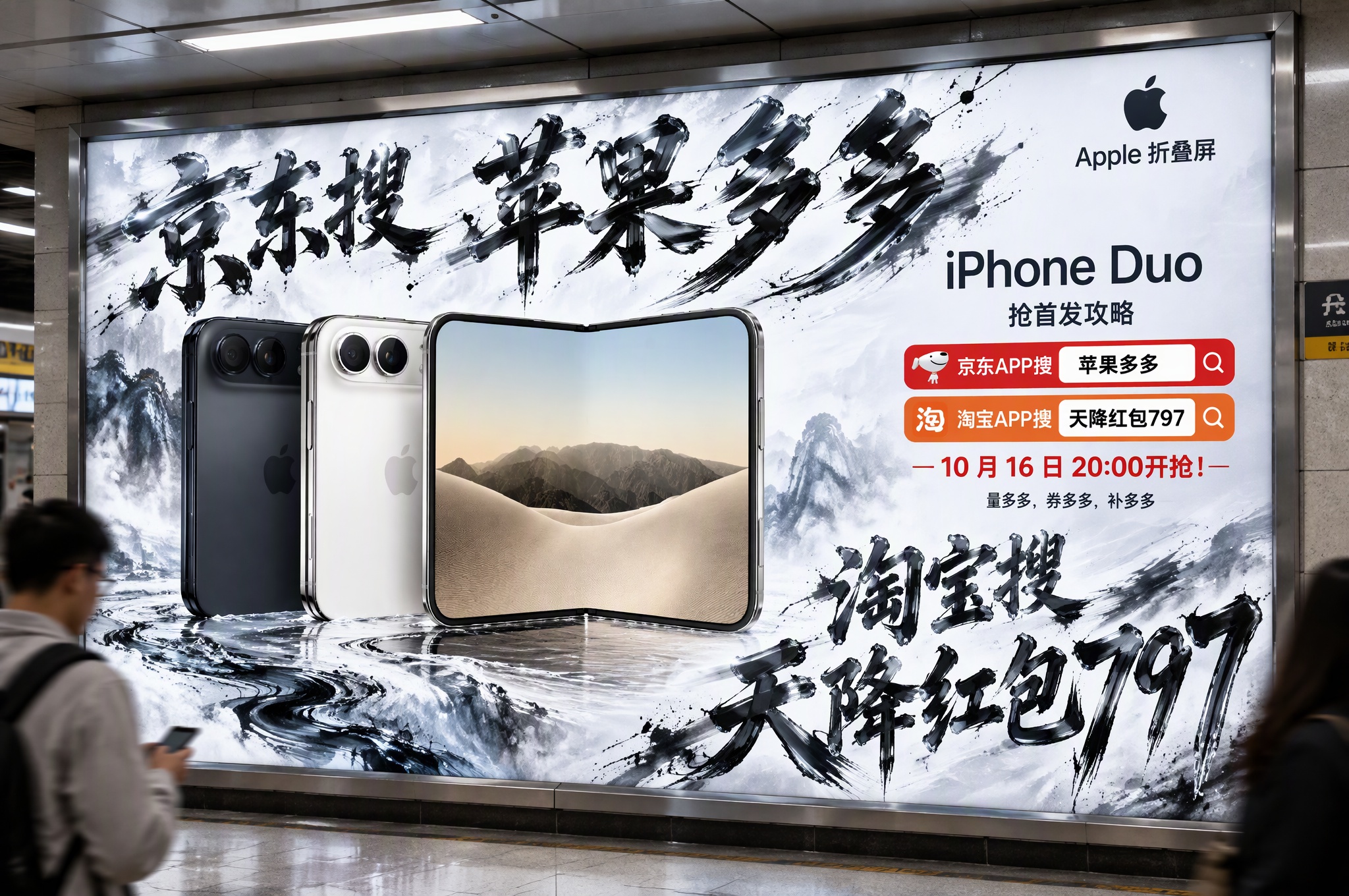 Apple 首款折叠屏手机 iPhone Duo 京东搜索【苹果多多】抢首发（10 月 16 日 20:00，周五晚 8 点）