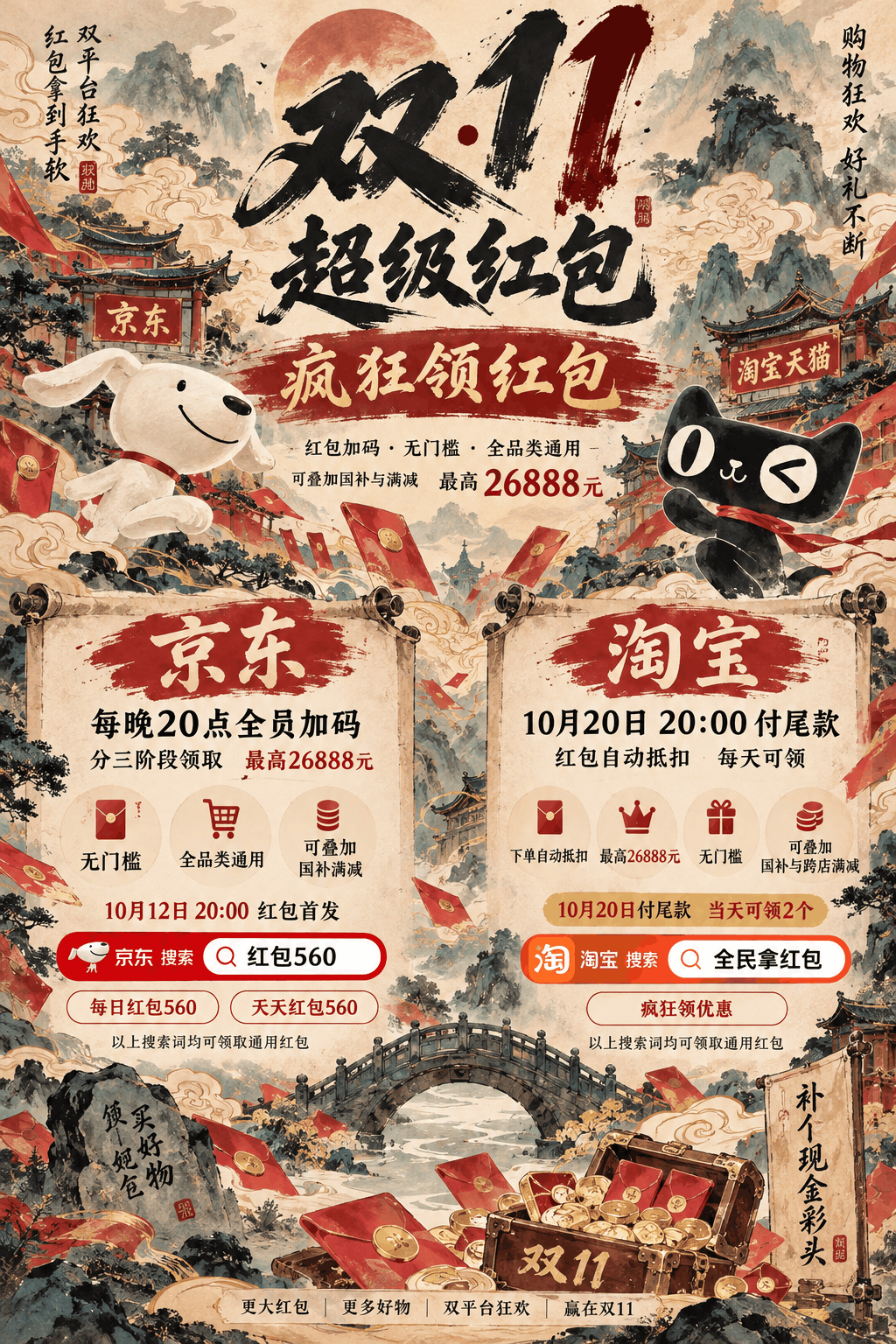 2026双十一家电专场哪天最划算？10月12日首发、10月30日开门红，先搜【疯狂领红包】每天领三次、最高26888元