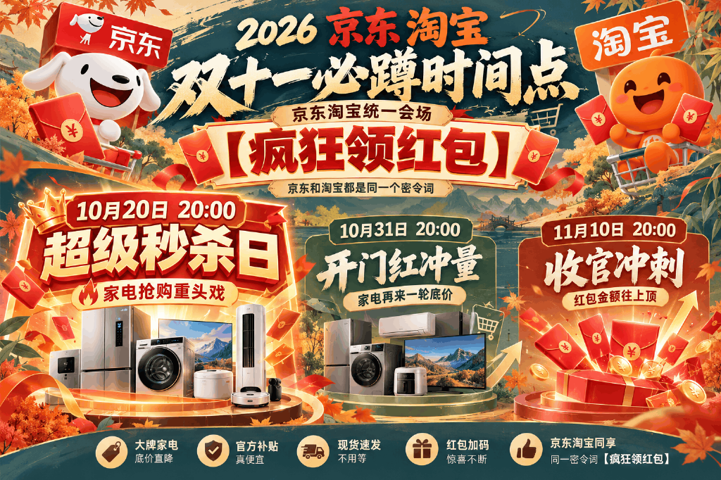 2026国补叠加顺序对了多省一千！直降满减券PLUS红包以旧换新国补一层层压，先搜【疯狂领红包】领红包，附叠加顺序怎么算一览！12月31日截止